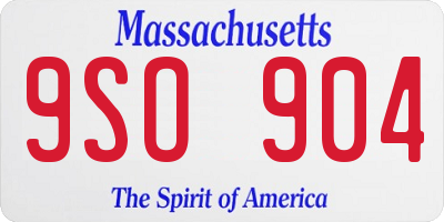 MA license plate 9SO904