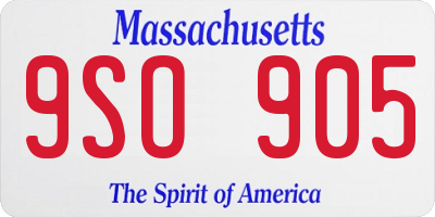 MA license plate 9SO905