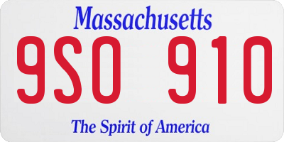 MA license plate 9SO910