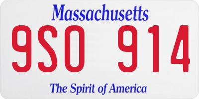 MA license plate 9SO914