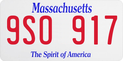 MA license plate 9SO917