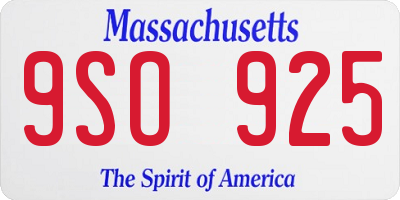 MA license plate 9SO925
