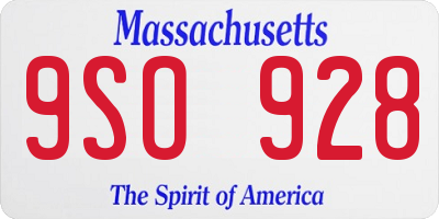 MA license plate 9SO928