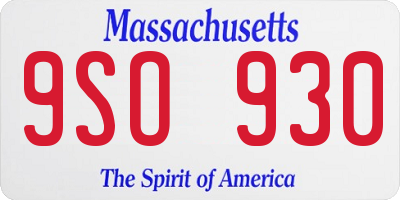 MA license plate 9SO930