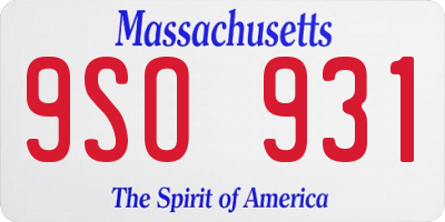 MA license plate 9SO931