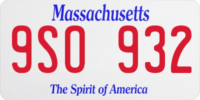 MA license plate 9SO932