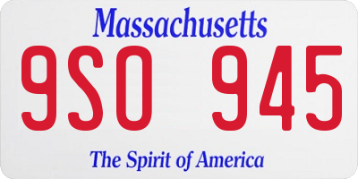 MA license plate 9SO945