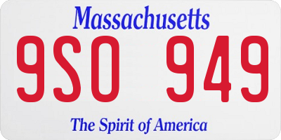 MA license plate 9SO949