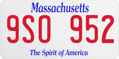 MA license plate 9SO952