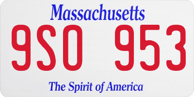 MA license plate 9SO953