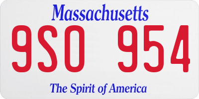 MA license plate 9SO954