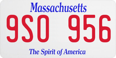 MA license plate 9SO956