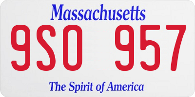 MA license plate 9SO957
