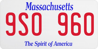 MA license plate 9SO960