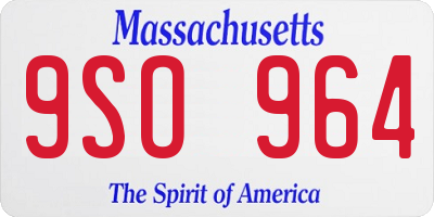 MA license plate 9SO964