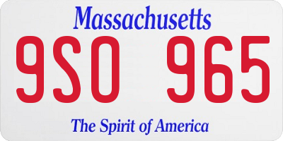 MA license plate 9SO965