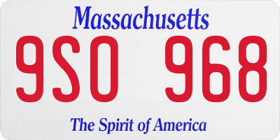 MA license plate 9SO968