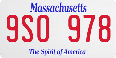 MA license plate 9SO978