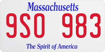 MA license plate 9SO983