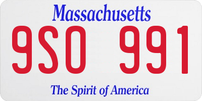 MA license plate 9SO991