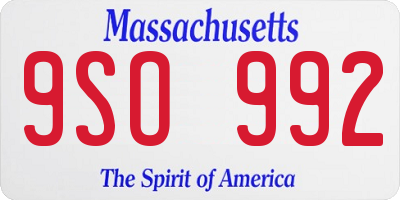 MA license plate 9SO992
