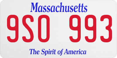 MA license plate 9SO993