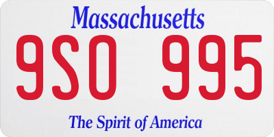 MA license plate 9SO995