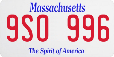 MA license plate 9SO996