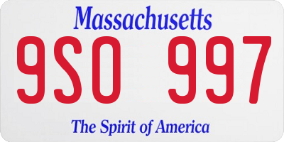 MA license plate 9SO997