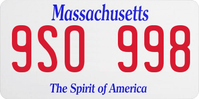 MA license plate 9SO998