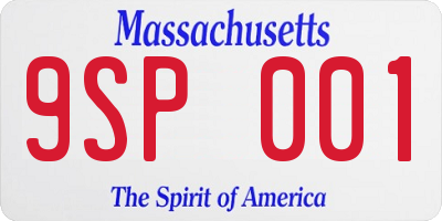 MA license plate 9SP001
