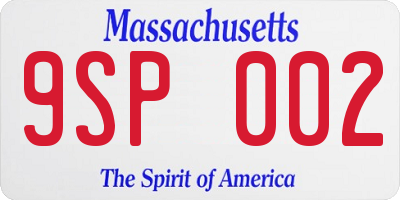 MA license plate 9SP002
