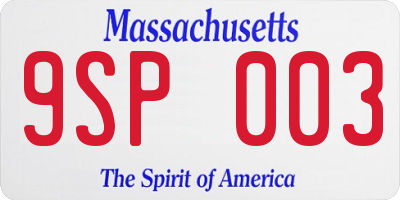 MA license plate 9SP003