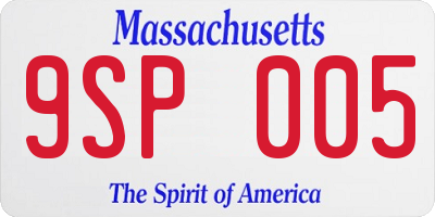 MA license plate 9SP005