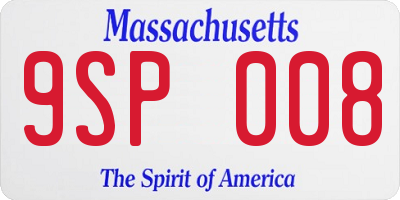 MA license plate 9SP008