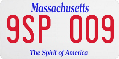 MA license plate 9SP009