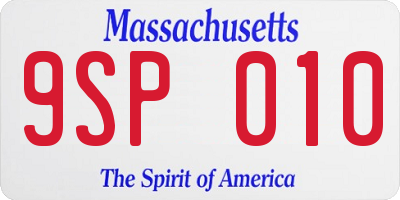 MA license plate 9SP010
