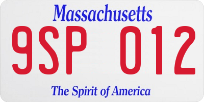 MA license plate 9SP012