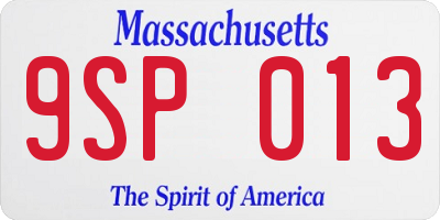 MA license plate 9SP013
