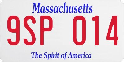 MA license plate 9SP014