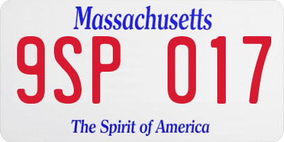 MA license plate 9SP017