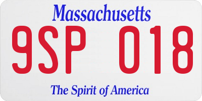 MA license plate 9SP018