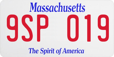 MA license plate 9SP019