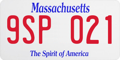 MA license plate 9SP021