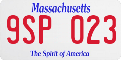 MA license plate 9SP023