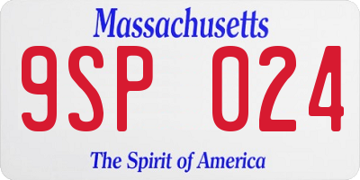 MA license plate 9SP024