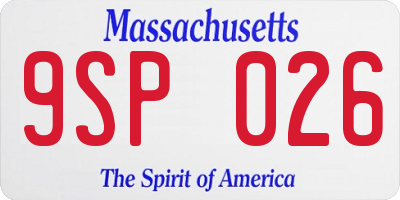 MA license plate 9SP026