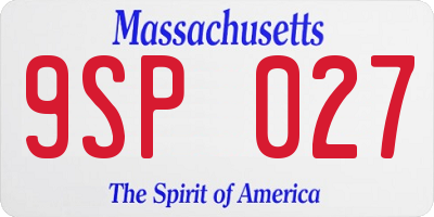 MA license plate 9SP027