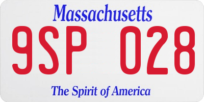 MA license plate 9SP028