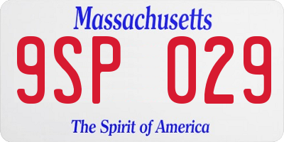 MA license plate 9SP029